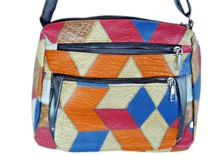 Borsa donna tracolla patchwork tracolla regolabile multitasche moda tracolla - Foto 1 di 9