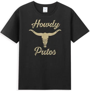 Howdy Putos Bull Skull Country Cowboy Western Men's T-Shirt - Picture 1 of 5