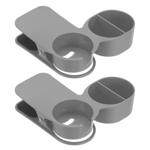 Desk Cup Holder Clip, 2 Pcs Clamp on Table Bottle Holder with Storage, Grey - Imagen 1 de 6