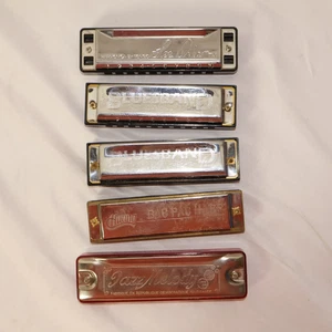 Lote de 5 armónicas vintage Hohner, Huang, Lee Olsen y más - Imagen 1 de 3