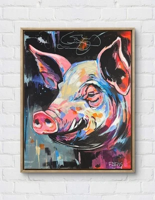 Faris Art: Piggie Teeth: холст 11x14 уникальный современный неоэкспрессионизм - Изображение 1 из 4