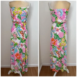 Lilly Pulitzer X Target Nosey Posey Tropical Strapless Maxi Dress Size S Multi - Picture 1 of 11