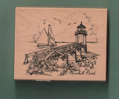 PSX Marshall Point K-2777 Faro 1999 Sello de goma Velero Puente de madera Foto 1 de 2