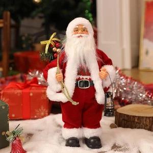 Weihnachtsmann Figur - Weihnachten stehender Weihnachtsmann mit Geschenktüte Tischdeko - Bild 1 von 7