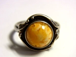 875 SILBERRING RING MIT BUTTERSCOTCH NATURBERNSTEIN RG 56 HANDARBEIT - Bild 1 von 6