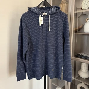 Marine Layer Navy Portola Beach Hoodie XL NEU Blau Baumwolle Henley Pullover Shirt - Bild 1 von 7