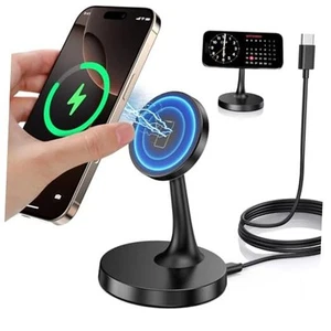 Magnetic Wireless Charger iPhone Stand 15W Fast Mag-Safe Charger for Black - Picture 1 of 7