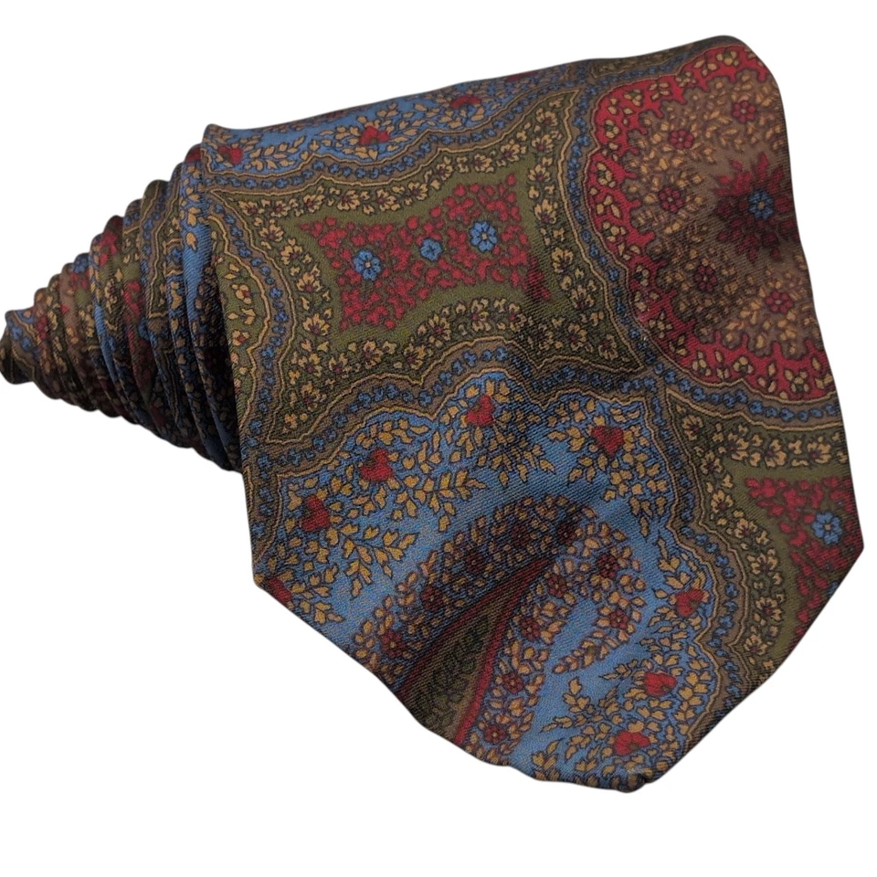 Polo Ralph Lauren Tie 56.5" 100% Silk Paisley Floral Blue Green Red USA 90s VTG - Image 1 of 4