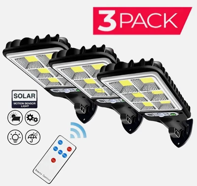 3PCS Outdoor Solar Wall Light LED Motion Sensor Bright Flood Street Lamp 3 Modes - Image 1 of 4