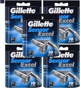Gillette Sensor Excel Chromium Coated Razor Blade Refills - 50 Cartridges - Picture 1 of 9