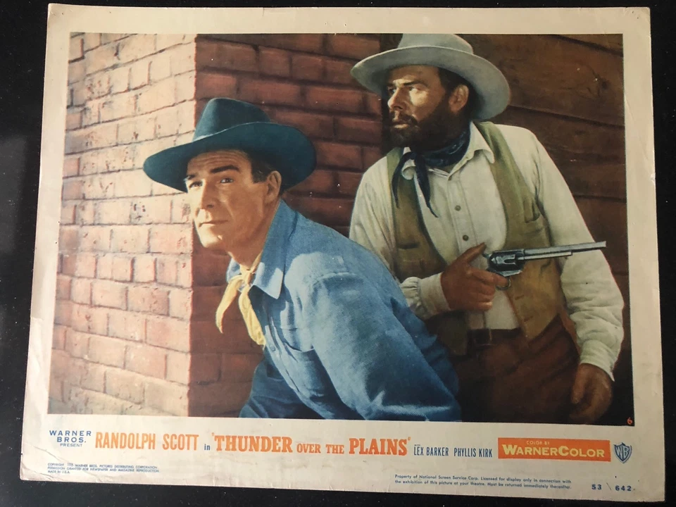 GENUINE VINTAGE 1953 RANDOLPH SCOTT ‘THUNDER OVER THE PLAINS’ LOBBY CARD - image 1 of 1