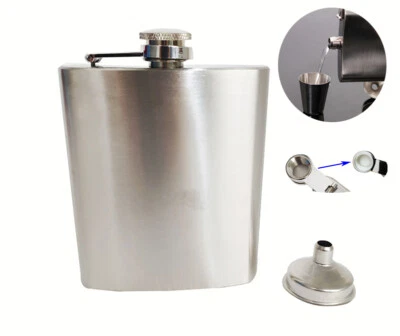 12oz Stainless Steel Whiskey Alcohol Pocket Flask with Portable Funnel 7''*3.7'' - Image 1 of 4