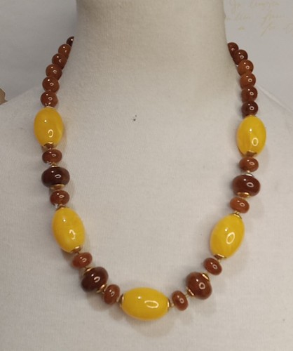 VETEMENTS Collana di perline tono oro marrone e giallo