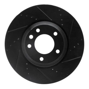 Brake Rotor Drilled And Slotted Black Disc 633-74051D - Foto 1 di 5