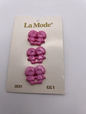Novelty Pink  Girls Buttons,  La Mode, 3 Count - Image 1 of 3
