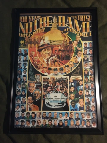 Notre Dame Fighting Irish 100 Years 1887-1987 Legendary Football Print Cover