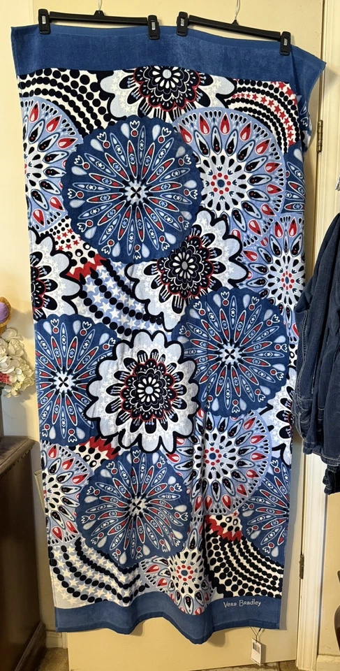 Vera Bradley Fireworks Medallion Beach Towel Retired Pattern Rare! 33” X 66” NWT - Image 1 of 4