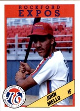 1988 Rockford Expos Litho Center #24 John Mello Johnston Rhode Island RI Card