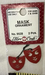 Par de máscaras vintage de fibra en miniatura de Halloween adorno artesanal nuevo de lote antiguo - Imagen 1 de 6
