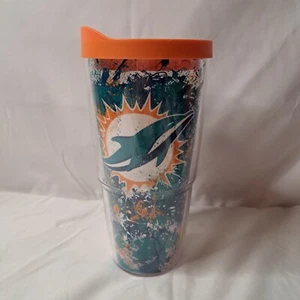 MIAMI DOLPHINS TERVIS 24oz DOUBLE WALL CUP TUMBLER WITH LID 2014 NFL Football - Picture 1 of 14