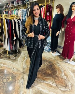 Ready To Wear Saree With Stitched Blouse For Women, Stitch Saree Blouse Design - Picture 1 of 24