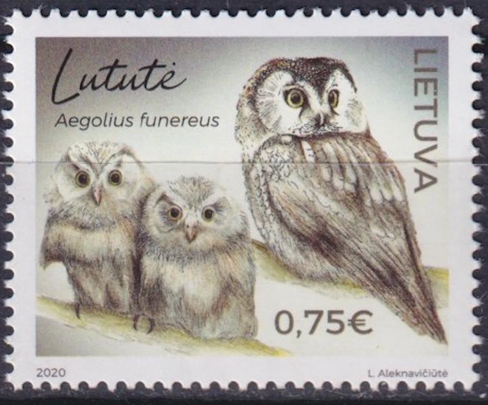 Lituania 2020 fauna, aves, búhos MNH** Foto 1 de 1