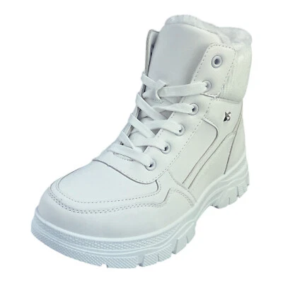 DVINA Damen Stiefeletten Weiß Boots Stiefel Gefütterte Winterschuhe Warmfutter 73824