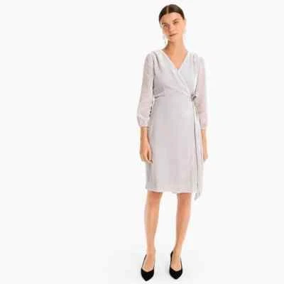 J.CREW $148 Solid Gray Lined Drapey Velvet True Wrap Dress Size 4 - Image 1 of 4