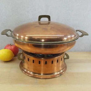 Balzano Italy Copper Brass Flambe Chafing Set Modernist - Picture 1 of 7