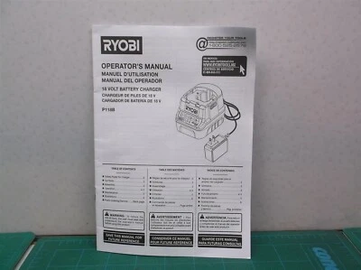 Ryobi P118B 18V Battery Charger Manual ( Manual Only ) rev09 - Image 1 of 3