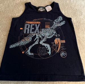 Jurassic World Boys Navy Blue Orange T-Rex Tank Top 4 - Picture 1 of 3