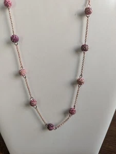 Liz Claiborne Pink Sparkly Rose Gold Metal Necklace - Picture 1 of 4