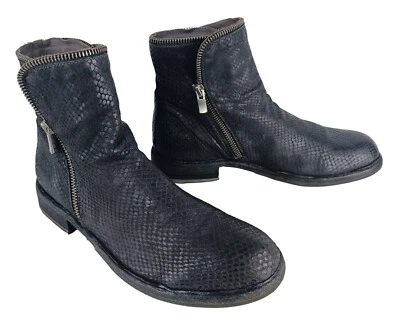 Botas de tornozelo femininas Officine Creative couro preto texturizado com zíper tamanho UE 36 - Imagem 1 de 4