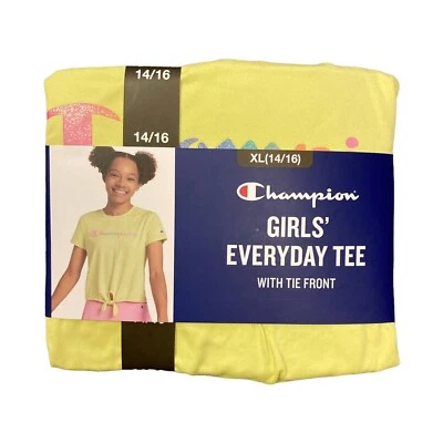 NWT Champion Girl's Short Sleeve Everyday Graphic T-Shirt Limelight XL (14/16) - Image 1 of 2