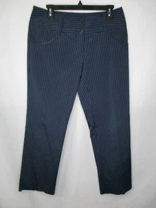 Adidas Damen Golfhose 4 blau gestreift geknöpfte Taschen gerades Bein Climalite - Bild 1 von 11