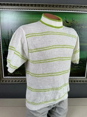 Suéter de tortuga Sears King’s Road años 60 rayas verdes manga corta acrílico simulado Foto 1 de 4