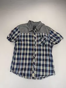 Harley Davidson Camicia Uomo XL Blu Contrasto Giogo Slim Fit Muscolo Western Plaid - Foto 1 di 13