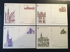 1975 POLAND 4 stationary cards GDANSK WIELICZKA ZAMOSC KAZIMIERZ new see pic