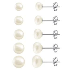 Echte weiße Süßwasserperlen Sterlingsilber Ohrstecker - Größenwahl - Bild 1 von 8