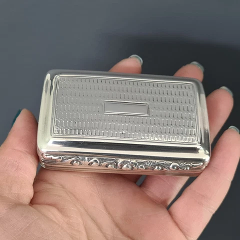 Georgian Sterling Silver Snuff Box By Edward Smith Birmingham 1830 Cover