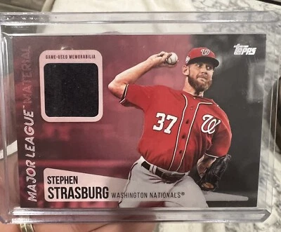 2019 Topps Major League Material Card Stephen Strausburg Nationals MLM-SS - Image 1 of 2