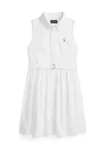NWT Polo Ralph Lauren Girls Belted Cotton Oxford Shirtdress White 6 - Picture 1 of 3