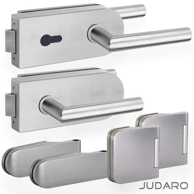 Glass door hardware glass door lock set stainless steel studio office hinges BB PZ toilet - Image 1 of 4