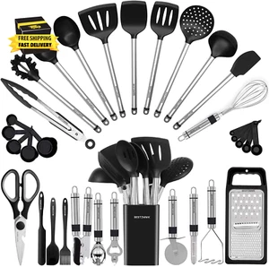 Kitchen Utensil Set-Silicone Cooking Utensils-33 Kitchen Gadgets & Spoons for No - Picture 1 of 7