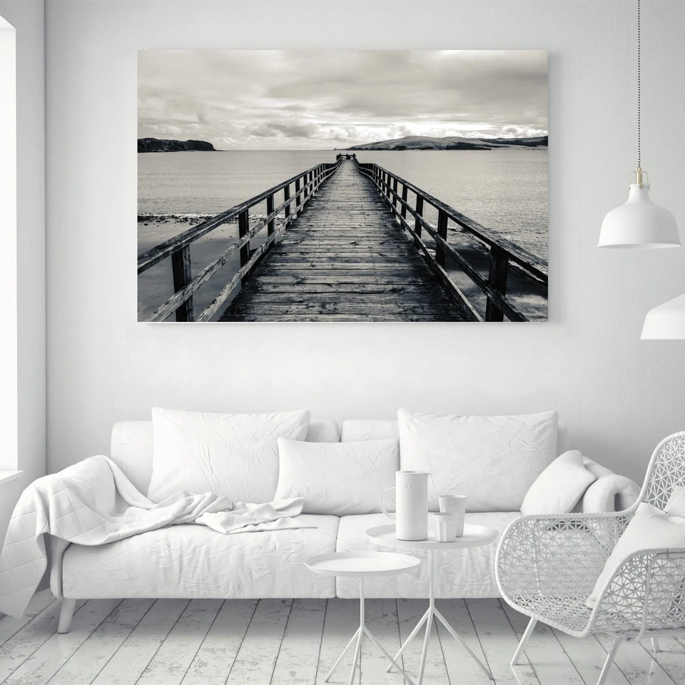 Póster de lienzo artístico en blanco y negro puente largo pintura decoración de pared A234 sin marco Foto 1 de 4