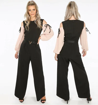 Damen Jumpsuit Mit Chiffon Ärmeln, Neu (Gürtel Ausgeschlossen) - Bild 1 von 4