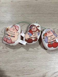 Lot Of 3 Human Bean 1982 Morgan Enesco Corp Stuffed Ornaments - Picture 1 of 10