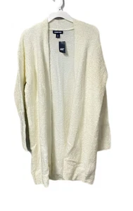 Lands End Womens Long, Open Cardigan Ivory, Small, Medium, NWT SHIPS FREE - Picture 1 of 5