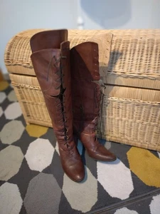 LASUITE Schnür Overknees Gr. 40 Braunes Leder Wie Neu Top Zustand - Bild 1 von 10