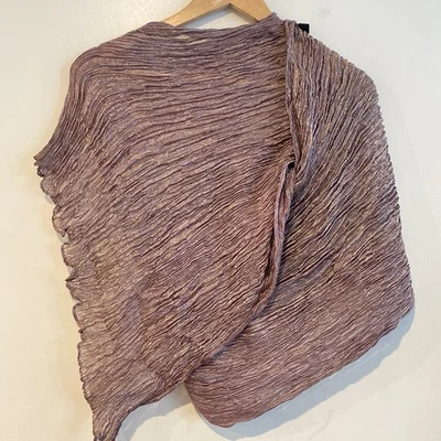 Cejón Hermosa Bufanda Mezcla Seda Metálica Brillante Bonita Arrugada Lavanda Elegante Foto 1 de 4
